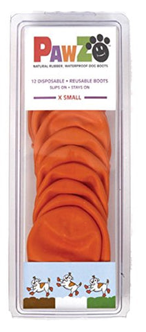 Pawz Boots 12-pack - Orange, X Small up to 2"