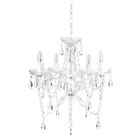 5 Bulb Crystal Chandelier White