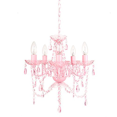 5 Bulb Crystal Chandelier Pink