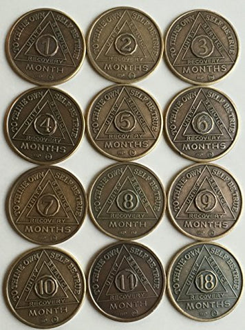 Traditional Antique Bronze Medallions, 1 to 11 Months and 18 Months