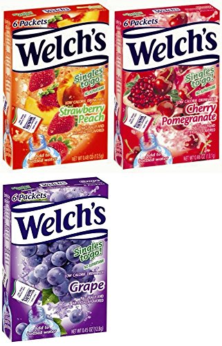 WELCH'S 6 To Go Bundle Pack of 3 - Strawberry Peach, Cherry Pomegranate and Grape