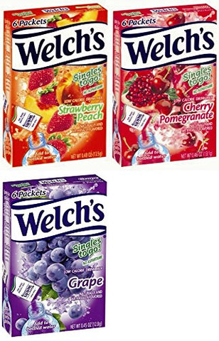 WELCH'S 6 To Go Bundle Pack of 3 - Strawberry Peach, Cherry Pomegranate and Grape