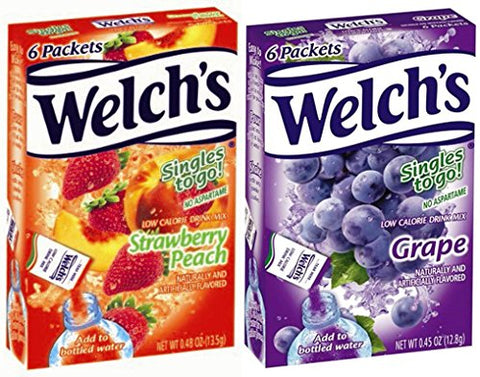 WELCH'S 6 To Go Bundle Pack of 2 - Strawberry Peach and Grape