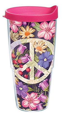 B2B Exclusives Wrap, Floral Peace 24 oz - With Travel Lid