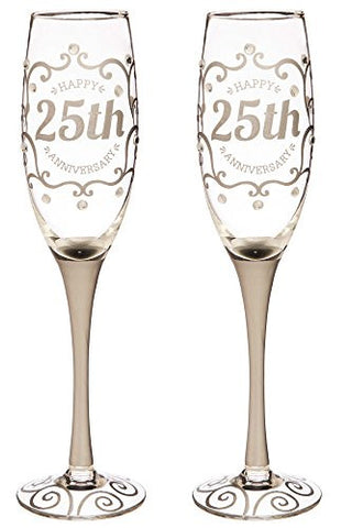 25th Anniversary Champagne Flutes, Set of 2