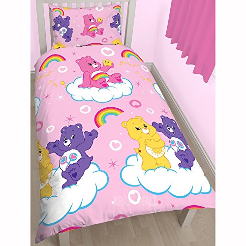 Care Bears Share Single Rotary Duvet Set - 135cm x 200cm (53in x 78.5in) Pillowcase size: 48cm x 74cm (19in x 29in) Pink