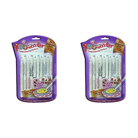 FooDoodler Fineline Marker Set, 10 Color Set,Fine Tip / Red, Green, Blue, Purple, Yellow, Orange, Brown, Pink, Black x 2