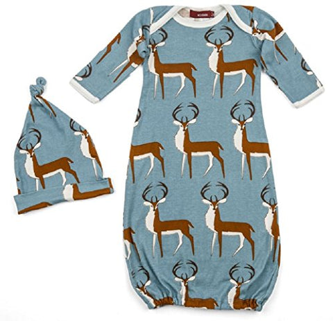 Gown & Hat Set, Blue Buck- 0-3M