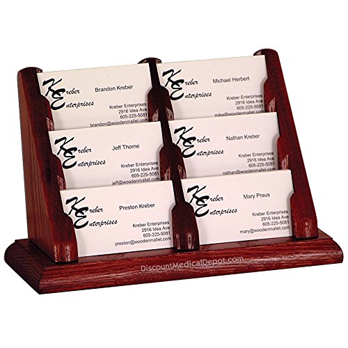 6 Pocket Countertop Business Card Holder - Mahogany