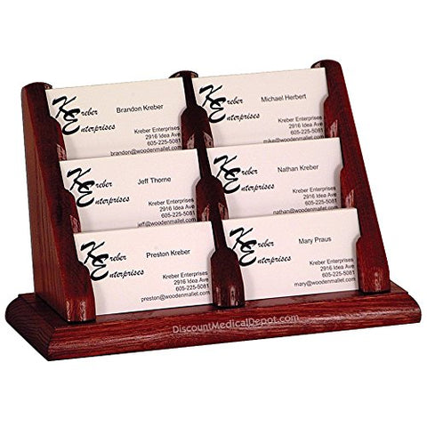 6 Pocket Countertop Business Card Holder - Mahogany