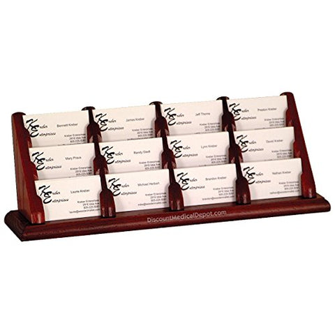 12 Pocket Countertop Business Card Holder, Mahogany