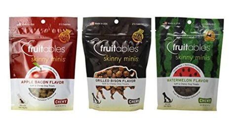 Fruitables, Skinny Minis, Grilled Bison - 5 oz and Fruitables, Skinny Minis, Watermelon - 5 oz and Fruitables, Skinny Minis, Apple Bacon - 5 oz