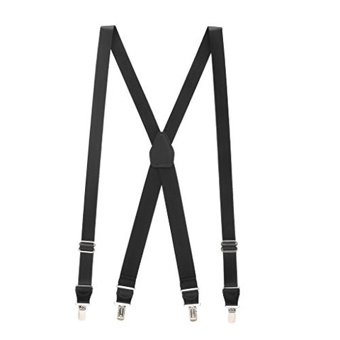 Black Leather Suspenders 48 in - Made In The USA