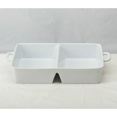 Rectangle Divided Baker, White 13.5” x 9.25” x 3”