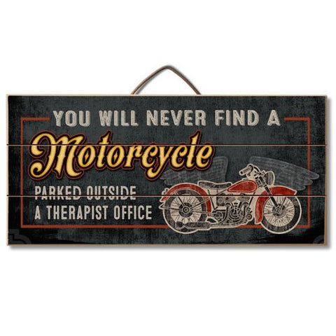 Motorcycle Slatted Wood Sign, 12 " x 6" x 0.75"
