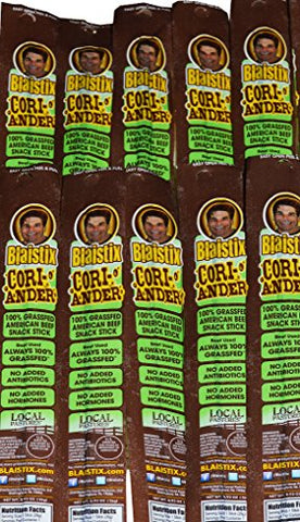 Pure Grass Fed U.S.A. Beef Jerky Snack Sticks - 10 Coriander | Raised on Pasture - Never Fed Grain | Gluten Free | No Antibiotics | No Hormones | No Nitrates