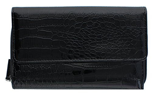 MUNDI Big Fat Flap Wallet (SHINY CROCO BLACK)