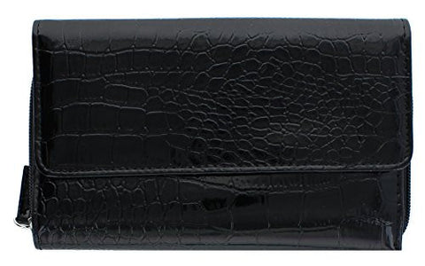 MUNDI Big Fat Flap Wallet (SHINY CROCO BLACK)