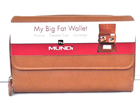 MUNDI Women's Faux Pebbled Leather MY BIG FAT WALLET Flap Clutch Ladies (One Size, Brandy)