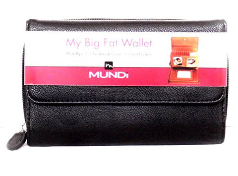 MUNDI Women's Faux Pebbled Leather MY BIG FAT WALLET Flap Clutch Ladies (One Size, Black)