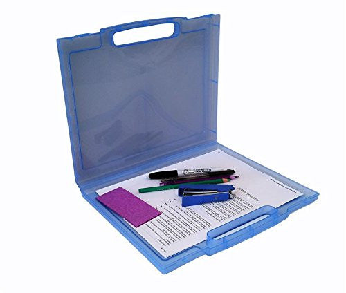 A4(8.27 × 11.69 in) document case with handle, blue
