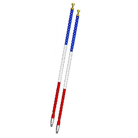 4 FOOT HEAVY DUTY 900 WATT TOP LOADED 5/8 WAVE CB ANTENNA WITH 3/8"X24” THREADED BASE IN RED, WHITE & BLUE