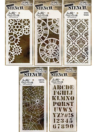 Stampers Anonymous Tim Holtz Layering Stencil - Gears, Tim Holtz Layering Stencil - Clockwork, Tim Holtz Layering Stencil - Gothic, Tim Holtz Layering Stencil - Shatter, Tim Holtz Layering Stencil - Cargo