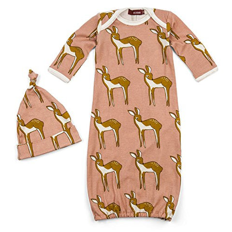 Gown & Hat Set, Rose Doe- 0-3M