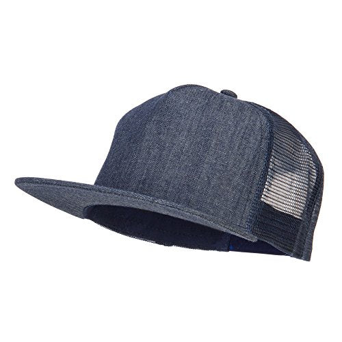 MG, Flat Bill Snapback Trucker Cap - Denim Navy (fitting up to size 7 1/2)