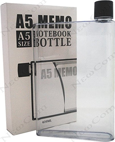 Newcom Portable Stylish Flat BPA-free Drink Bottle/Water Bottle (A5, Clear)
