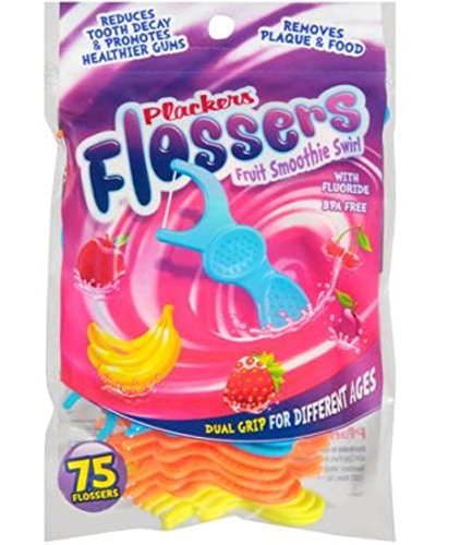 Plackers Flossers For Kids, Fruit Smoothie Swirl 75 Ct