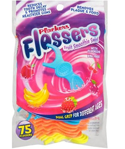 Plackers Flossers For Kids, Fruit Smoothie Swirl 75 Ct