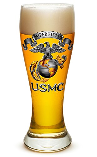 Pilsner â US Marine Corps Gifts for Men or Women â USMC Semper Fidelis Beer Glassware â USMC Barware Glass (23 Oz)