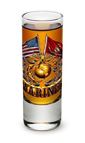 Double Flag Marine Corps. 2oz., Shot Glass