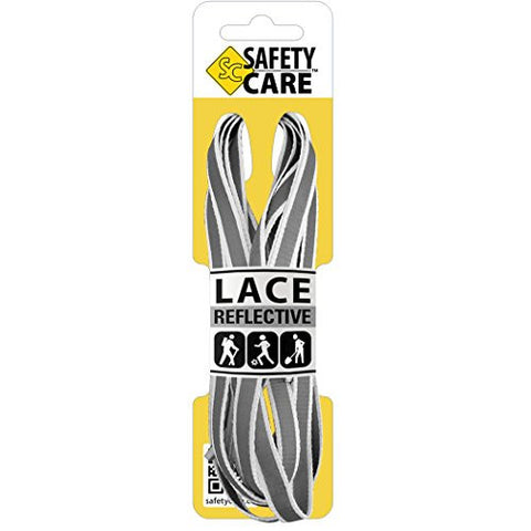 SafetyCare High Visibility Reflective Laces - 45 inch (114 cm) - White/Grey