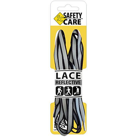 SafetyCare High Visibility Reflective Laces - 45 inch (114 cm) - Black/Grey