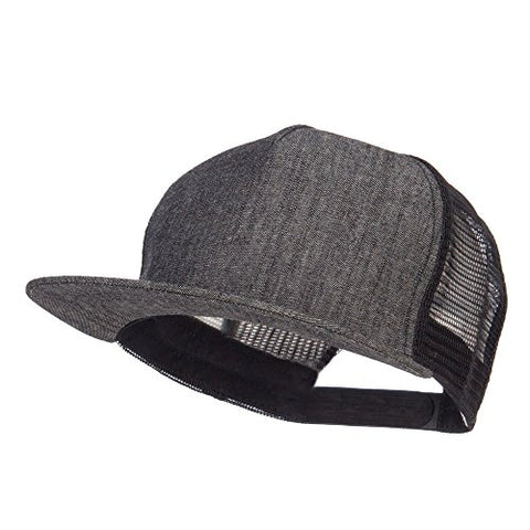 MG, Flat Bill Snapback Trucker Cap - Denim Black (fitting up to size 7 1/2)