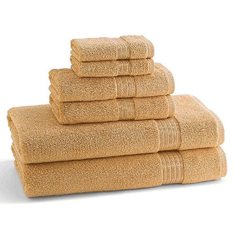 Kassadesign Bath Towel: 28" x  54" - Gold,
Kassadesign Hand Towel: 16" x  30" - Gold and
Kassadesign Wash Towel: 13" x  13" - Gold