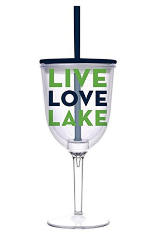 13oz Live Love Lake Wine with Lid and Straw
