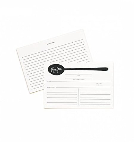 CHARCOAL SPOON, KITCHEN RECIPE CARDS (PACK OF 12)- DOUBLE-SIDED 4R 4"×6"