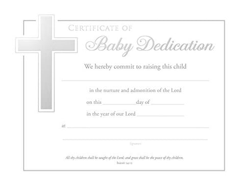 Warner Christian Resources - Baby Dedication Certificate - Premium Stock, Silver Foil Embossed