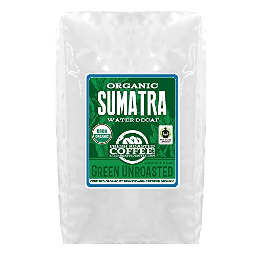 Fresh Roasted Coffee, Decaf Sumatra Mandheling (Organic Royal Select Water Processed), Unroasted Green Coffee, 5-lb