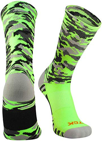 Woodland Camo Crew, Neon Green, Medium