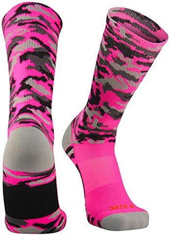 Woodland Camo Crew, Hot Pink, Medium
