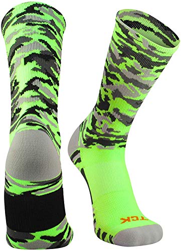 Woodland Camo Crew, Neon Green, X-Large
