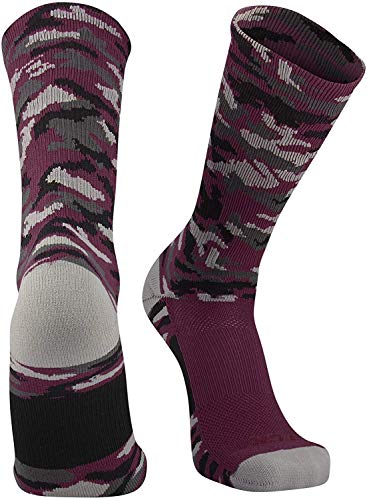 Woodland Camo Crew, Maroon, Large
