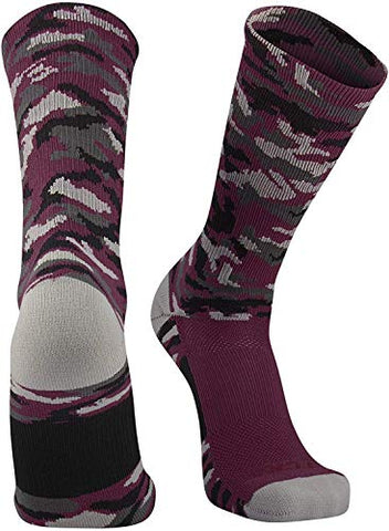 Woodland Camo Crew, Maroon, Large