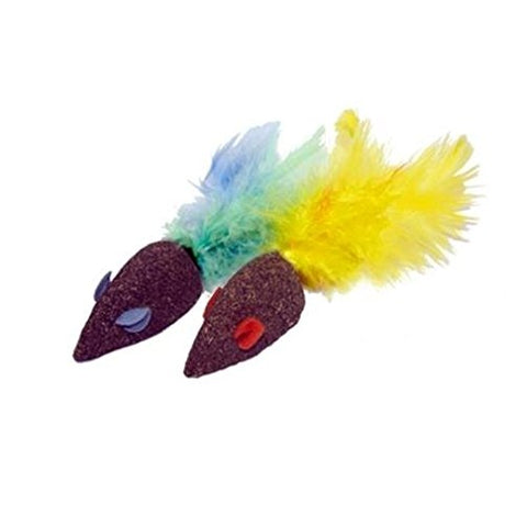 MultiPet Compressed Catnip Mice - Assorted Colors, 5" (2 Pack)