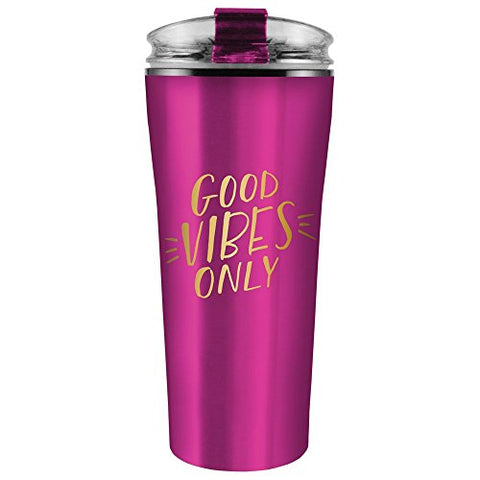 16oz Good Vibes Only Stainless Steel Travel Mug with Slider Lid