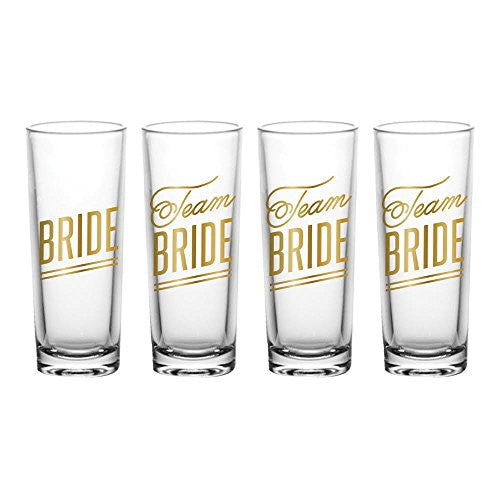 2oz Bride and Bride's Drinking Team Shot Glasses Set of 4